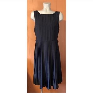 NWOT Talbots Pleated Sleeveless Dress Navy Blue